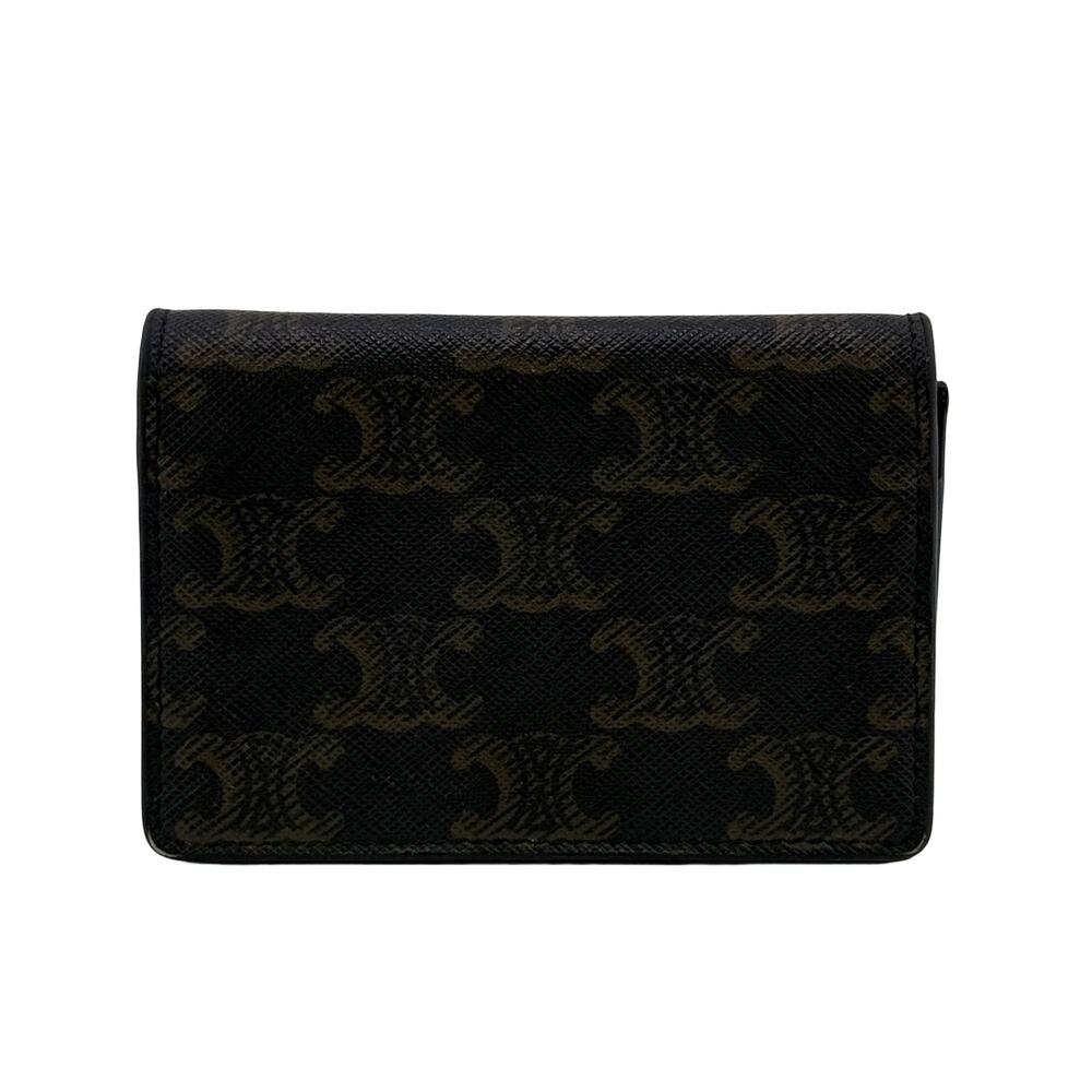 CELINE Triomphe Card Holder, Canvas Leather Case, Business Pass Black, Men's,...